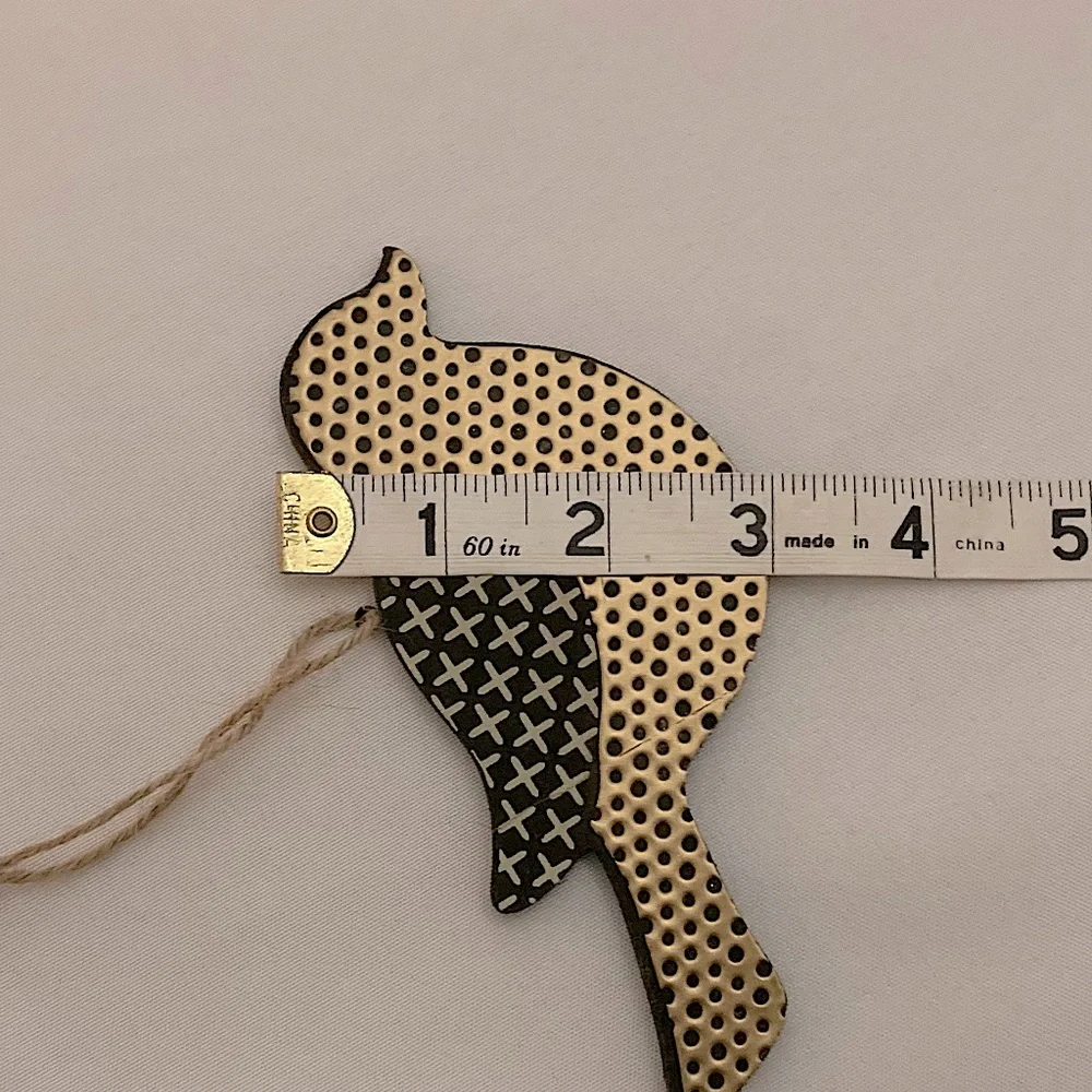 Wooden Polka Dot Gold Bird Ornament